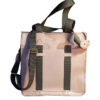 summer leather shopper natural colour with oliv bands
